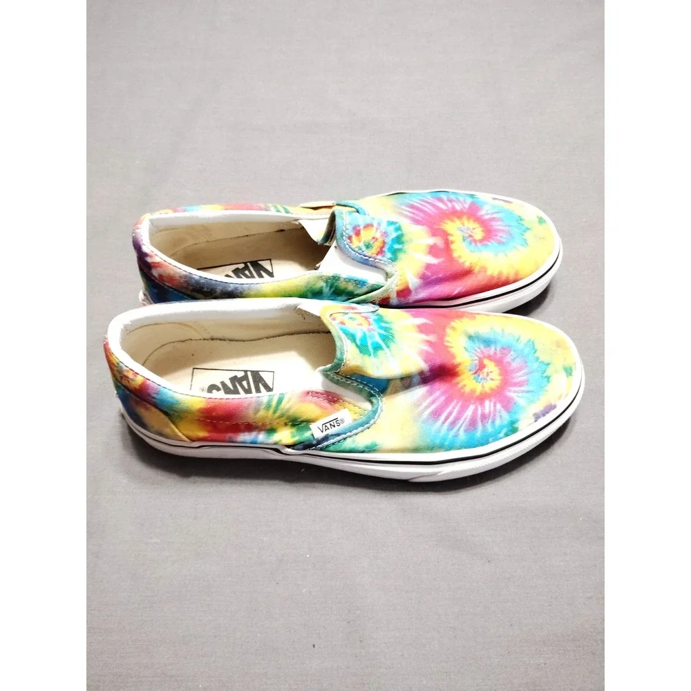 Vans Unisex RAINBOW Tie Dye Gender Inclusive M 7/WM 8.5 Checkerboard‎ Slip On's